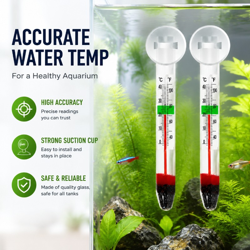 Planted Aquarium Water Temperature - Стеклянный термометр для аквариума с присоской,